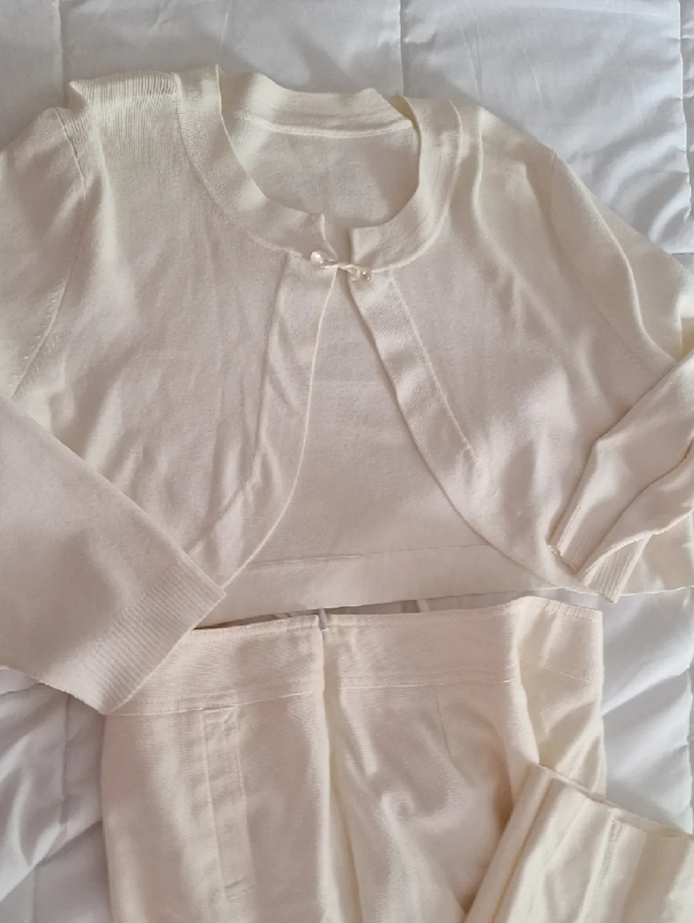 Talbots Cream/White Lined Sidezip Stretch Slacks - Picture 12 of 14